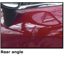 Example of straight-on photo showing car dent for quote request