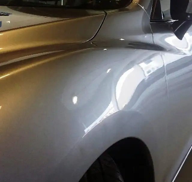 Vehicle body crease removal showing PDR results